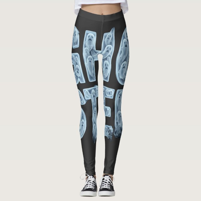 Ghosted Translucent Ghost Typography Funny Dating  Leggings (Front)