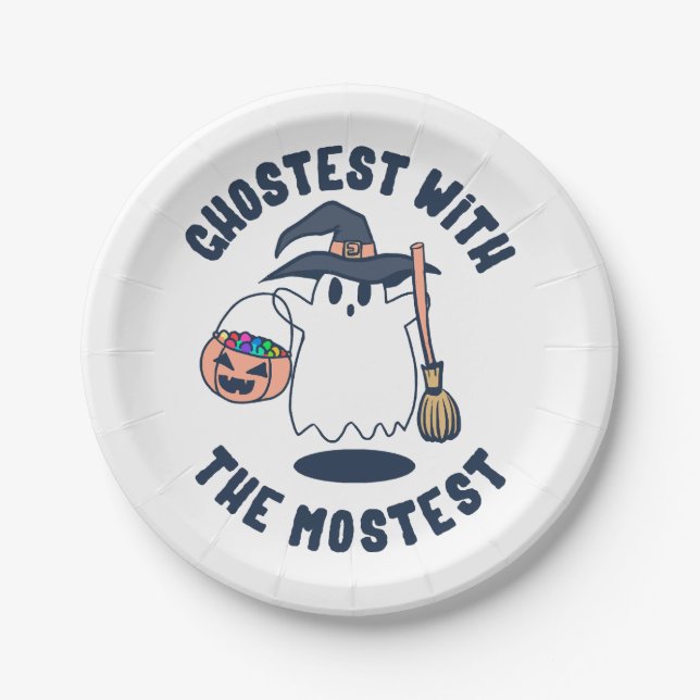 Ghostest Funny Spooky Witch Paper Plates (Front)