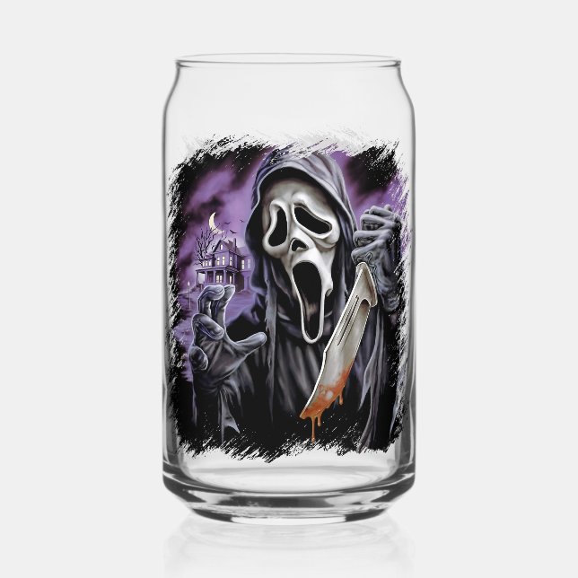 Ghostface Scary halloween spooky design Can Glass (Front)