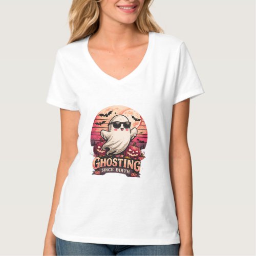 Ghosting Since Birth Funny Halloween Ghost Graphic T-Shirt