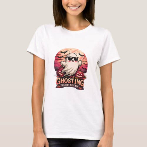 Ghosting Since Birth Funny Halloween Ghost Graphic T-Shirt