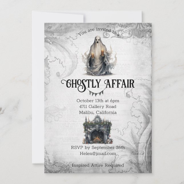 Ghostly Affair Halloween Invitation (Front)