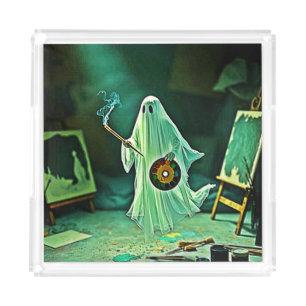 Ghostly Artist's Eerie Masterpiece Acrylic Tray