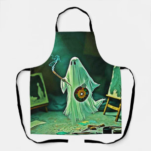 Ghostly Artist's Eerie Masterpiece Apron