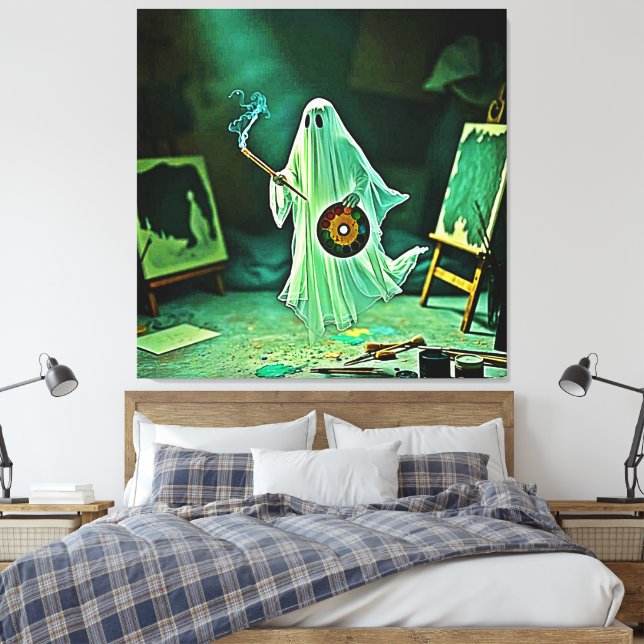 Ghostly Artist's Eerie Masterpiece Canvas Print (Insitu(Bedroom))