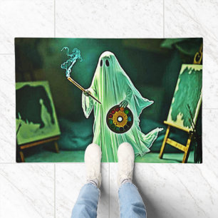 Ghostly Artist's Eerie Masterpiece Doormat