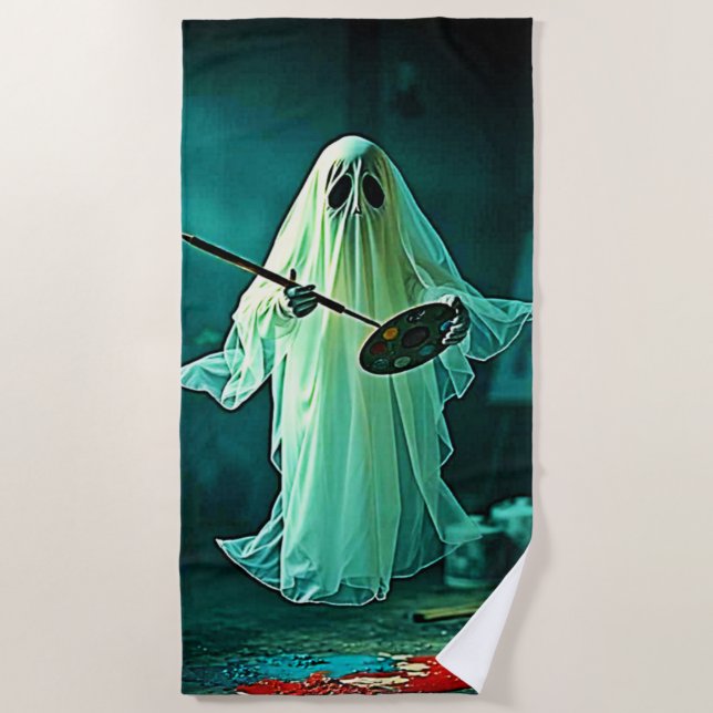 Ghostly Artist's Studio Design Beach Towel (Front)