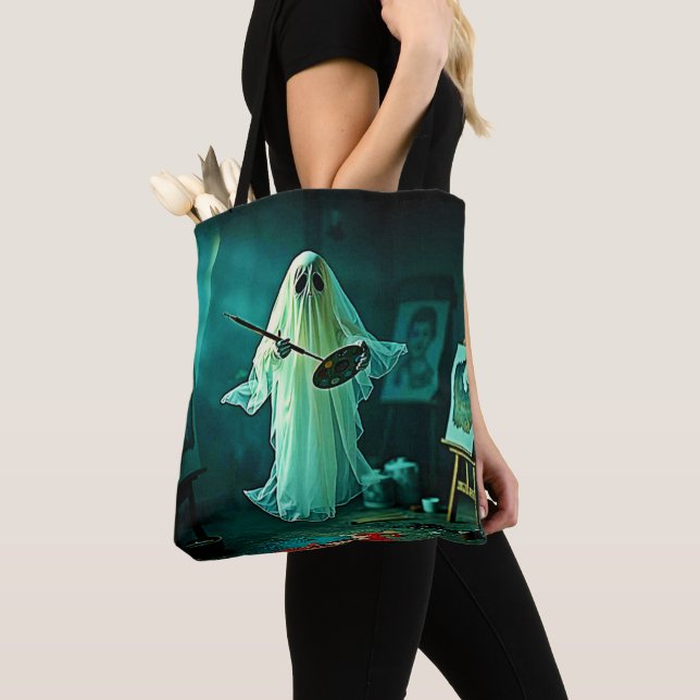 Ghostly Artist's Studio Design Tote Bag (Close Up)