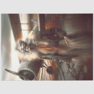 Ghostly Aviator at Sunset – Vintage Decoupage  Tissue Paper