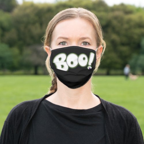 Ghostly BOO Cartoon Lettering Purple Eye Adult Cloth Face Mask