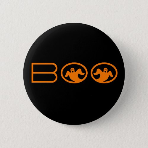 Ghostly Boo Halloween Button Black and Orange Pinback Button