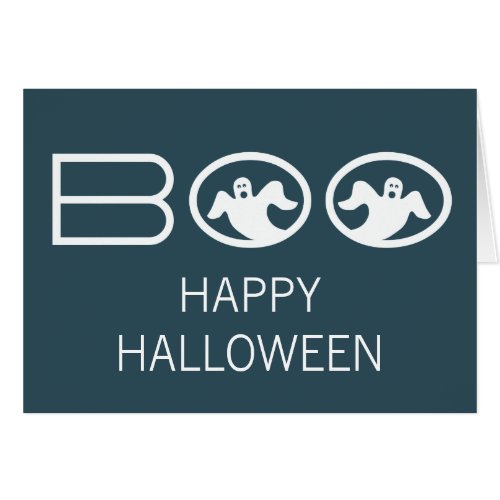 Ghostly Boo Halloween Card Blue and White