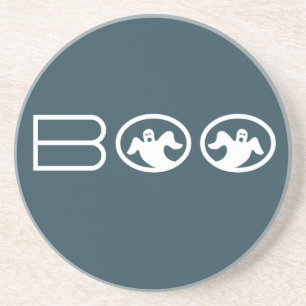 Ghostly Boo Halloween Coaster, Blue and White Coaster
