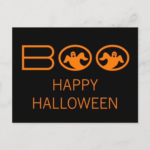 Ghostly Boo Halloween Postcard Black and Orange Postcard
