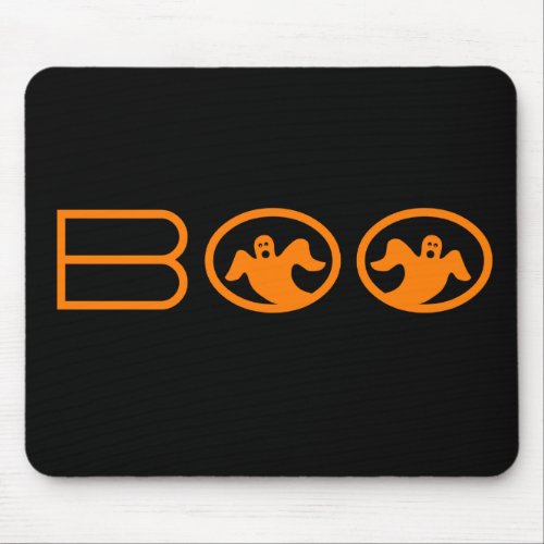 Ghostly Boo Mousepad Black and Orange Mouse Pad