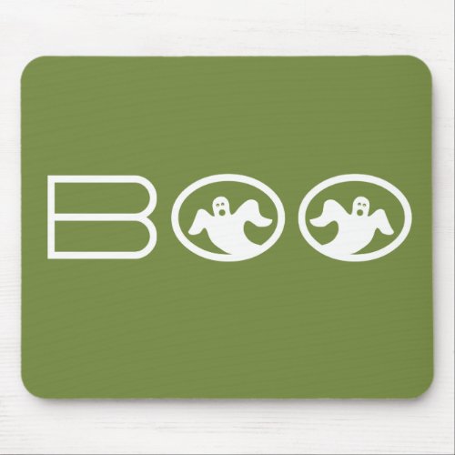 Ghostly Boo Mousepad Green and White Mouse Pad