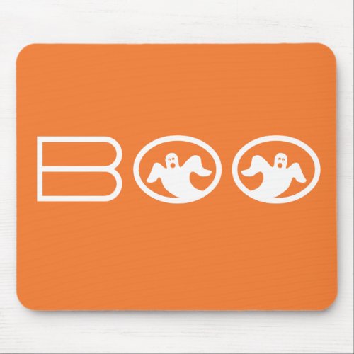 Ghostly Boo Mousepad Orange and White Mouse Pad