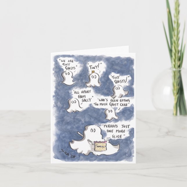 Ghostly Cake Greetings Card (Front)