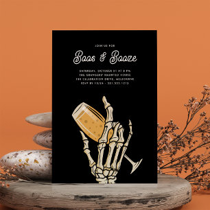 Ghostly Champagne "Boos & Booze" Halloween Party Invitation