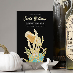 Ghostly Champagne Halloween Birthday Party Foil Invitation