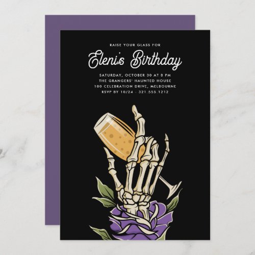 Ghostly Champagne Halloween Birthday Party Invitation