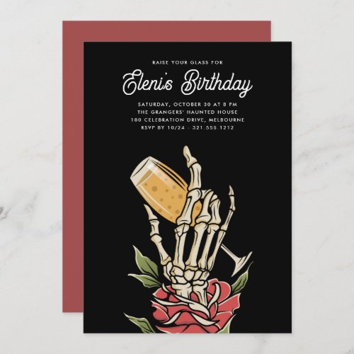 Ghostly Champagne Halloween Birthday Party Invitation