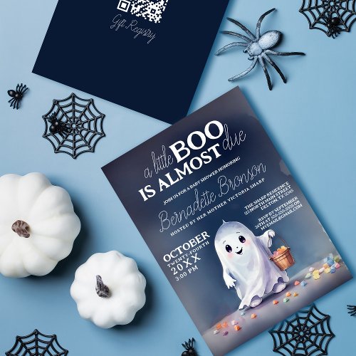 Ghostly Delight Boo is Due Baby Shower Invitation