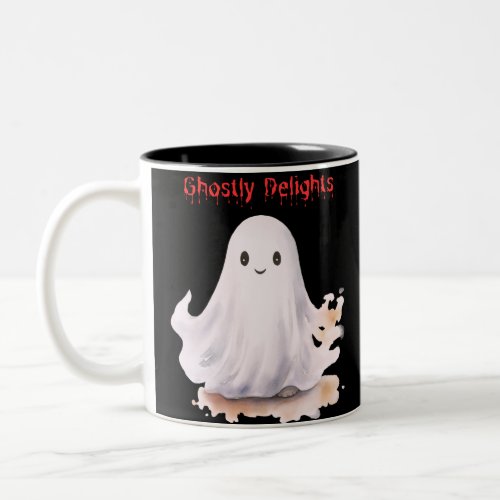 Ghostly Delights Ghost Creepy Spooky Fun Halloween Two_Tone Coffee Mug