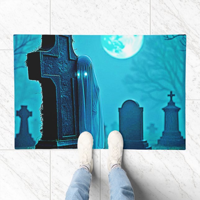 Ghostly Figure in a Graveyard Design Doormat (Indoor)