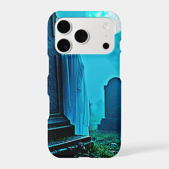 Ghostly Figure in a Graveyard Design Iphone Case (Back)