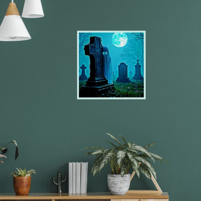 Ghostly Figure in a Graveyard Design Poster (Living Room 1)