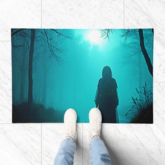 Ghostly Figure in Haunted Woods Design Doormat (Indoor)