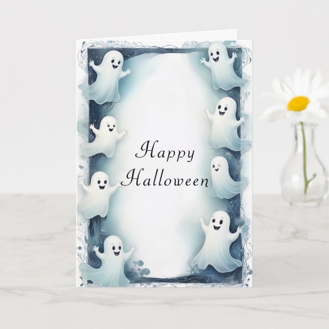 Ghostly Frame Design Halloween Spirits Border Card (Small Plant)