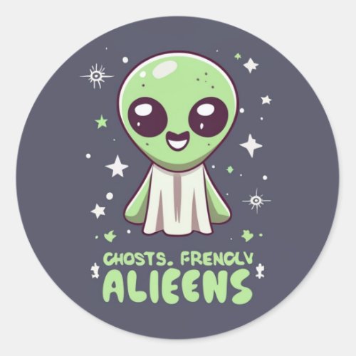Ghostly Friendly Alien Sticker