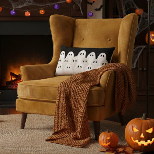 Ghostly Gathering Halloween Lumbar Pillow