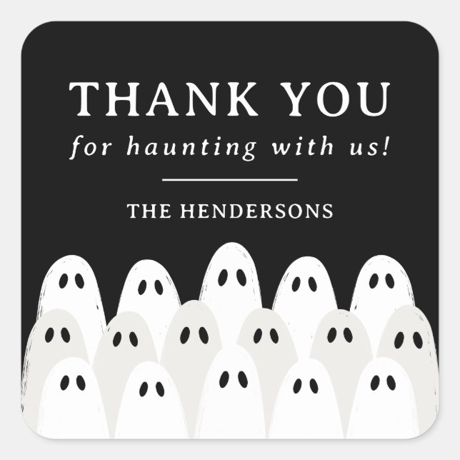 Ghostly Gathering Thank You Favor Square Sticker (Front)