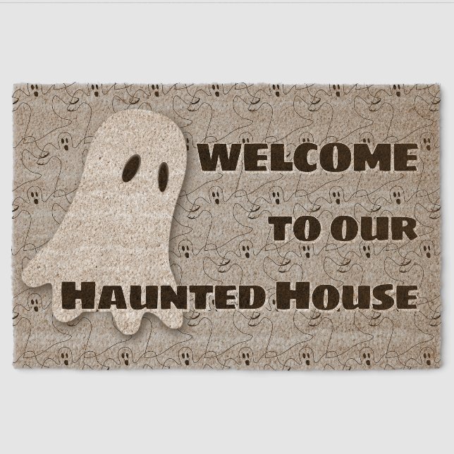 Ghostly Ghost Design Coir DoorMat Fiber Doormat (Front)