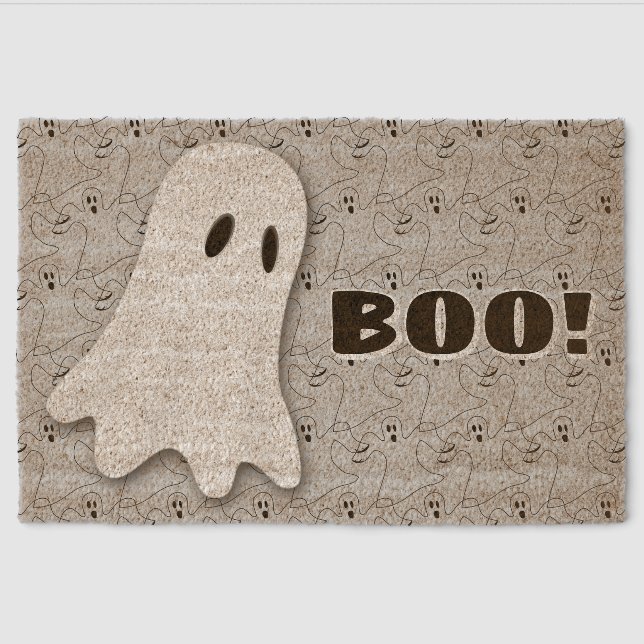 Ghostly Ghost Design Coir DoorMat Fiber Doormat (Front)