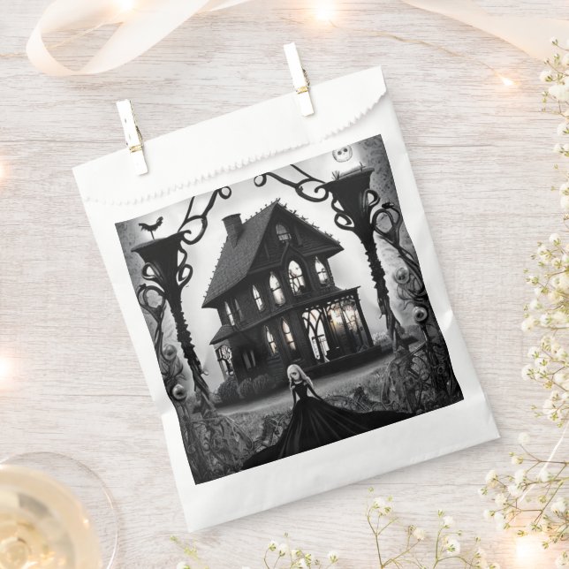 Ghostly Girl and Haunted Mansion Favor Bag (Clipped)