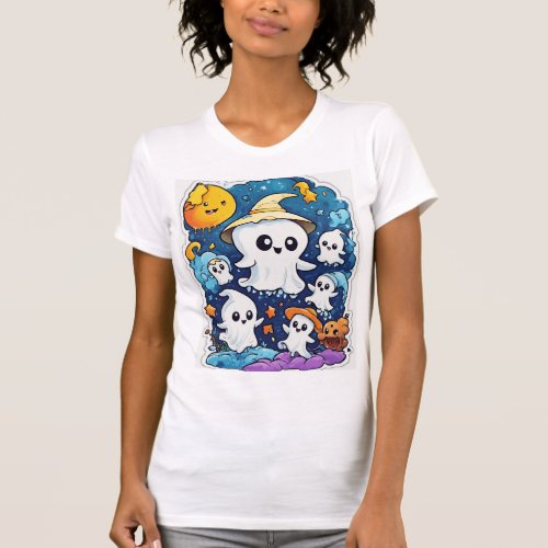 Ghostly Glee Cute Spectral Friends T_Shirt
