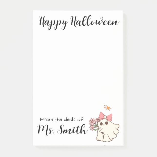 Ghostly Grace — A Soft Haunting Personalized Post-it Notes (Front)