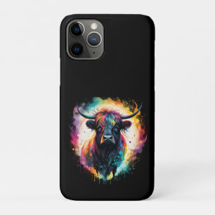 Ghostly Grace: Spectral Holographic Highland Cow, iPhone 11 Pro Case