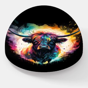 Ghostly Grace: Spectral Holographic Highland Cow, Paperweight