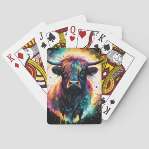 Ghostly Grace: Spectral Holographic Highland Cow, Poker Cards