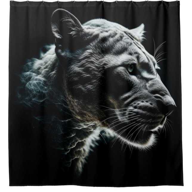 Ghostly Gray Cougar Shower Curtain (Front)