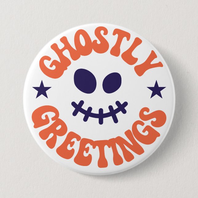 ghostly greetings,halloween button (Front)