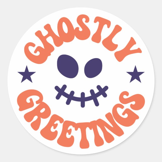 ghostly greetings,halloween classic round sticker (Front)