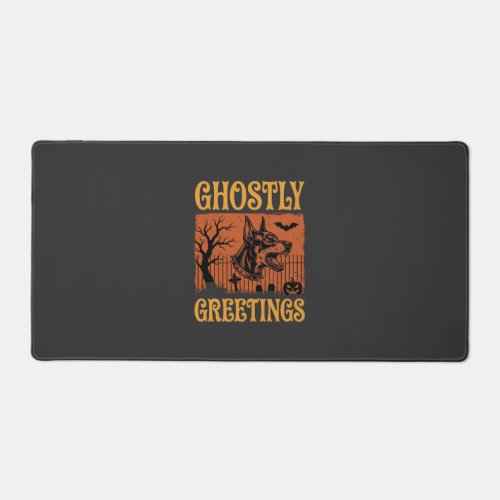 Ghostly Greetings Halloween Doberman Cemetery Desi Desk Mat