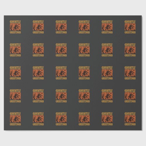Ghostly Greetings Halloween Doberman Cemetery Desi Wrapping Paper