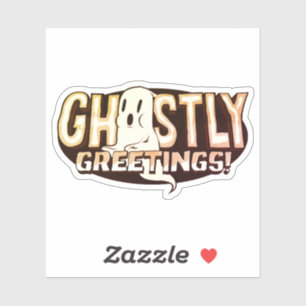 Ghostly Greetings Halloween Pun Funny Sticker